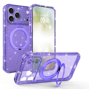 เคสโทรศัพท์ใสแบบแม่เหล็กวิบวับสำหรับ iPhone 18 15 16 17 Pro Max พร้อม 360 °   ฝาครอบกันกระแทกแบบมีปุ่มสัมผัส AI พร้อมขาตั้งแบบวงแหวน - Product Image 4
