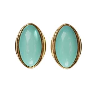 Fashion <b>Stud</b> <b>Earrings</b> 316L Stainless Steel PVD Gold Plating <b>Turquoise</b> Oval Sustainable Resistant - Product Image 1