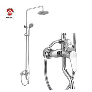 AMAXO - Juego <span class=keywords><strong>de</strong></span> Grifería Contemporáneo <span class=keywords><strong>de</strong></span> Latón Pulido con Doble Manija <span class=keywords><strong>para</strong></span> <span class=keywords><strong>Baño</strong></span> y Cocina, Mezclador <span class=keywords><strong>de</strong></span> Agua Fría/Caliente, <span class=keywords><strong>Kit</strong></span> Deslizante <span class=keywords><strong>para</strong></span> Apartamento/Hotel - Product Image 2