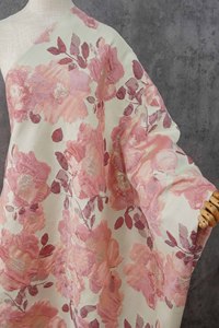 Tessuto Jacquard Goffrato con Motivi Floreali Astratti e Filo d'Oro, Effetto Pittura a Olio, per Abiti da Sposa - Product Image 5