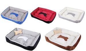 ドロップシッピング 骨柄 長方形 リバーシブル カドラー ペットベッド 暖かい 柔らかい 洗える 四季対応 犬猫用室内ケネル - Product Image 2