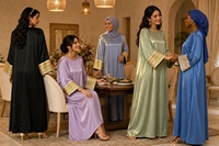 Abaya Kaftan de Luxe Modeste de Dubaï 2026, Style Vintage, Vêtement Musulman Traditionnel Arabe, Motif Uni, Coupe Trapèze, Longueur Ras du Sol, Scintillant