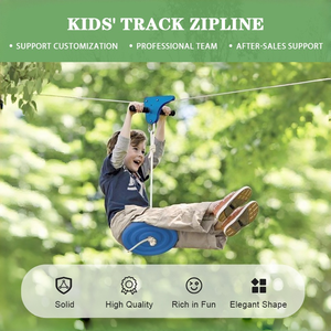 Tirolesa para Niños con Freno de Seguridad, Tirolesa <span class=keywords><strong>Infantil</strong></span> para Exteriores con Asiento Ergonómico para <span class=keywords><strong>Jardín</strong></span> o Patio Trasero - Product Image 2