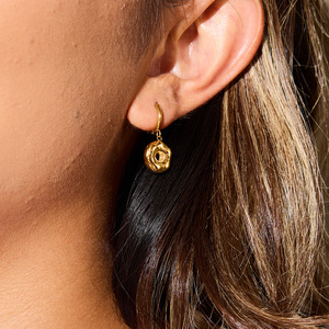 Pendientes de aro con forma de comida, de acero inoxidable, dorados, para mujer, joyería de moda, diseño geométrico, juego de pendientes ligeros - Product Image 2