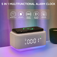KENUO 3-in-1 Home Hotel Wekker met RGB-licht, 5W draadloze oplader en Bluetooth-speaker