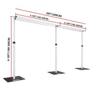10x20피트 이중 크로스바 파이프 및 드레이프 키트, 헤비 듀티 조절식 백드롭 스탠드, 웨딩 무대 장식 행사용 백드롭 스탠드 - Product Image 1