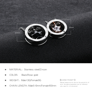 Círculo de moda grabado eres el favorito de <span class=keywords><strong>mi</strong></span> vida piedra negra circón estrella pareja Collar para hombre <span class=keywords><strong>mujer</strong></span> - Product Image 6
