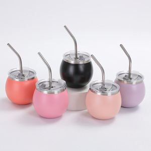 Mini Eggshell Cup Stainless Steel Insulated Tumbler With Straw For Travel - Product Image 1