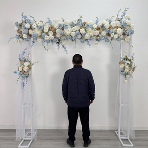 Arco de Fondo con Flores Artificiales 3D en Forma de Cuadrado Azul para Bodas, Fiestas, Regreso a Clases - Decoración de Escenario Realista - Product Image 1