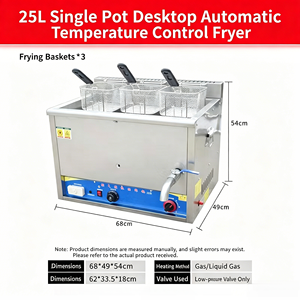 Friteuse à gaz thermostatée professionnelle 25L en acier inoxydable avec panier pour poulet frit, frites et snack-bars - Product Image 4