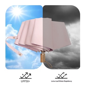 <span class=keywords><strong>Parasol</strong></span> pliant manuel de voyage à double couche, résistant aux UV, super résistant au soleil, anti-vent, avec cadre en aluminium <span class=keywords><strong>noir</strong></span> et poignée en <span class=keywords><strong>bois</strong></span> - Product Image 3