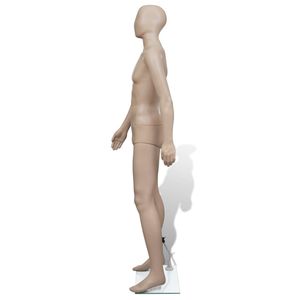 Full-Body <b>Male</b> <b>Mannequin</b> Beige Plastic Standing Pose Plus Size Apparel Display D0100HHRHTP <b>Mannequin</b> Round Head Beige <b>Mannequin</b> - Product Image 2