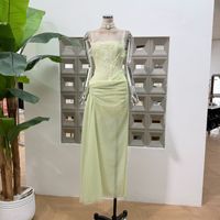 Robe fendue en dentelle à empiècements en os de poisson, nouvelle collection été, mode boutique
