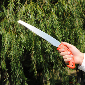 Sierra de podar Qihong de 250 mm con hoja de acero de alto carbono y mango de plástico rojo, sierra manual de jardín. - Product Image 4