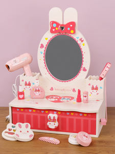 Table de toilette en bois pour enfants, petit lapin blanc, jouets de <span class=keywords><strong>maquillage</strong></span>, <span class=keywords><strong>jeu</strong></span> de simulation de <span class=keywords><strong>maquillage</strong></span>, petite princesse, ensemble de jouets de <span class=keywords><strong>maquillage</strong></span> - Product Image 5