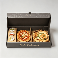 Caja de Pizza Personalizada con 3 Compartimentos, Empaque de Cartón de Grado Alimenticio para Mini Pizzas, Caja Ecológica para Llevar