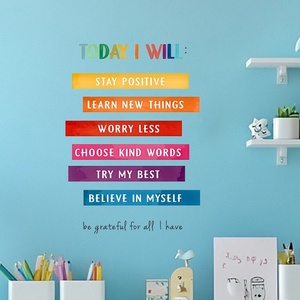 Autocollants muraux décoratifs amovibles et imperméables, en blocs de peinture aquarelle colorés, avec des phrases courtes inspirantes, pour <span class=keywords><strong>la</strong></span> vente en gros transfrontalière - Product Image 4