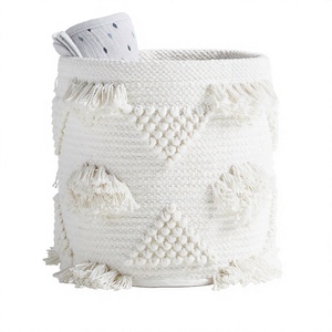 Cesta de Almacenamiento de Accesorios de Lujo, Nueva, Tejida a Mano, para Interiores y Exteriores, Estilo Bohemio, de Algodón, Precio Económico, Modelo ITHL SB-05, Uttar Pradesh - Product Image 1