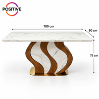 Table à manger rectangulaire moderne en marbre, base en bois massif, mobilier de salle à manger de luxe, mobilier d'hôtel, OEM, sur mesure, vente en gros