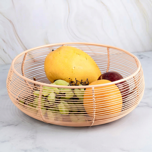 Elegante Cesta de Frutas de Alambre Metálico, Tazón Redondo de Almacenamiento, Cesta Decorativa de Rejilla Abierta para Cocina, Mesa de Comedor, Encimera, Hogar y Oficina - Product Image 1