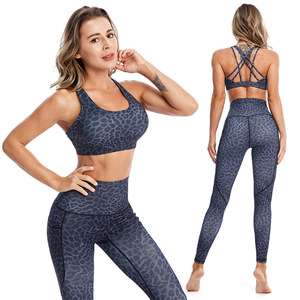 Cộng Với Kích Thước Động Vật In Phòng Tập Thể Dục Mang Lại Strappy Chéo Sport <span class=keywords><strong>Bra</strong></span> Và Xà Cạp Set Womens <span class=keywords><strong>Leopard</strong></span> <span class=keywords><strong>Print</strong></span> Yoga Tập Thể Dục Set - Product Image 2
