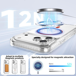 Étui magnétique antidérapant N52 pour iPhone 18 Pro Max Air 17 16 15 14, <span class=keywords><strong>coque</strong></span> transparente de couleur, pare-chocs hybride, <span class=keywords><strong>coque</strong></span> arrière antichoc - Product Image 6