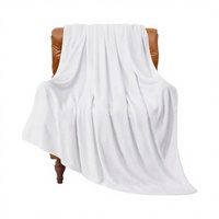 Plaid en polaire blanc tricoté et moelleux pour lit, canapé et maison