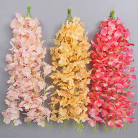 Rangkaian Bunga Wisteria Buatan untuk Dinding, Indoor & Outdoor, Bunga Sutra Padat, untuk Wisuda, Halloween, Hari Valentine, Hari Ayah
