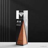 Petit Pont Prix Personnalisé Trophée Marque Privée Noir Argent Métal Plaqué Base En Bois Creative Anniversaire Cristal Design Verre