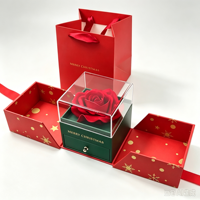 Bunga Mawar Awet Grosir dalam Kotak Perhiasan Akrilik, Hadiah Bunga Abadi untuk Hari Valentine, Natal, Hari Ibu, Ulang Tahun