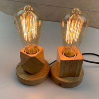 Lampe de table en bois massif LED, hêtre, support E27, alimentation AC, lumière blanc chaud, CRI 90, support de lampe de nuit avec base de prise, garantie de 2 ans