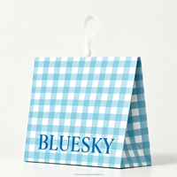 Sacs en carton robustes avec poignée en ruban, sacs cadeaux à soufflet pliable, sacs de courses autoportants, écologiques, logo personnalisé