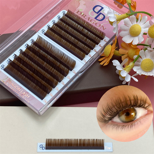 Extensions de cils en cachemire colorées en gros, couleur brun moyen, cils brun foncé, volume intense, 0.03 0.05 0.07, cils méga volume - Product Image 1