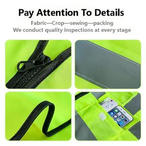 Hi VIS phản quang an toàn Áo ghi lê cho nam giới phụ nữ khả năng hiển thị cao với túi Tricot vải an toàn xây dựng trang phục Neon vest - Product Image 6