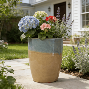 Juego de Macetas de Cerámica Estilo Americano, Diseño Degradado Verde-Marrón, Duradero y Ecológico para Interiores/Exteriores - Product Image 5