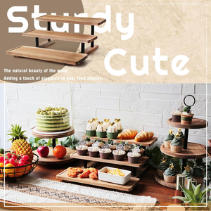 Espositore per Torte a 3 Piani in Metallo e Legno di Acacia, Vassoio per Servire Cupcake, Decorazioni per Cucina, Matrimoni, Banchetti e Picnic - Product Image 2