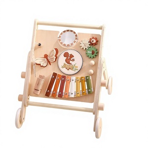 Table musicale multifonctionnelle en <span class=keywords><strong>bois</strong></span> pour enfants, chariot d'éveil musical, <span class=keywords><strong>instrument</strong></span> <span class=keywords><strong>de</strong></span> percussion Orff avec clochettes et tambour, 6 pièces - Product Image 1