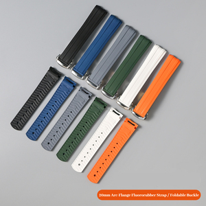 Correa de caucho FKM con extremo curvado para la nueva serie <span class=keywords><strong>Omega</strong></span> <span class=keywords><strong>Seamaster</strong></span> 300 con cierre desplegable plegable de 20 mm, correa de repuesto para reloj de buceo - Product Image 1