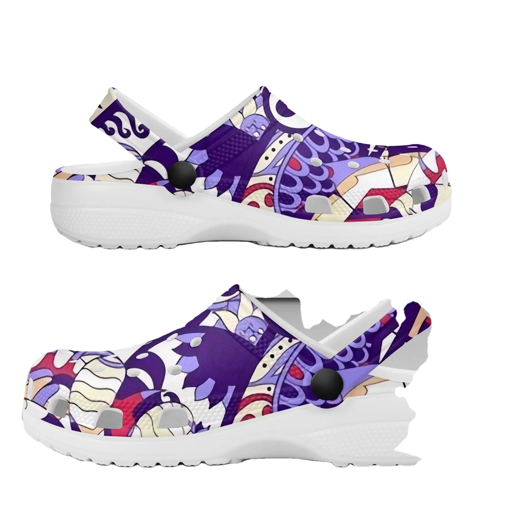 LinLong floral custom printed men's and women's couples casual shoes Baotou Cave shoes Flat slippers sandals hair replacement