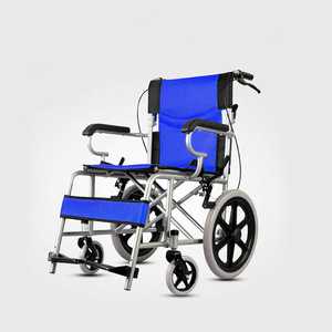 Fauteuil roulant manuel léger pliable de 20 pouces avec siège bleu pour usage intérieur et extérieur - Product Image 1