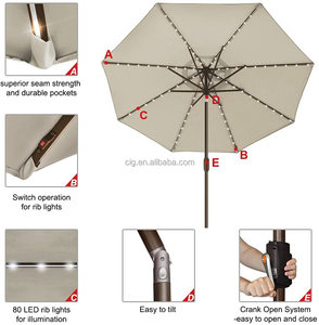 <span class=keywords><strong>Parasol</strong></span> <span class=keywords><strong>LED</strong></span> blanc chaud, lampes avec télécommande et minuterie, parapluie <span class=keywords><strong>pour</strong></span> usage extérieur et le jardin - Product Image 3