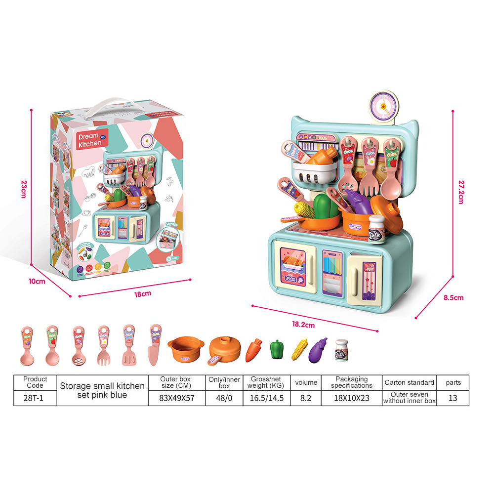 28T-1-Petite cuisine de rangement [Rose et Bleu] - Boîte de couleur anglaise