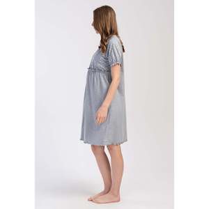 Tunique de maternité pour femme à manches courtes avec design boutonné et taille élastique - Product Image 3