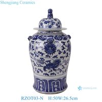 RZOT03-L-M-N Jingdezhen bleu et blanc style chinois paysage dragon licorne motif porcelaine gingembre temple pot urnes