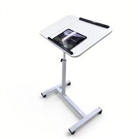 Escritorio Ergonómico Plegable de Metal con Altura Ajustable, Ruedas Giratorias, Estación de Trabajo Portátil para Escribir, Jugar y Trabajar en el Dormitorio o Estudio