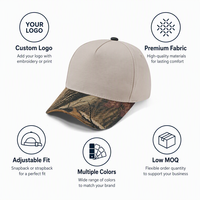 Gorra de Béisbol Personalizada con Logotipo Bordado, 5 Paneles, 100% Algodón, Cierre Trasero Ajustable, Transpirable, para Trabajo al Aire Libre y Uso Casual
