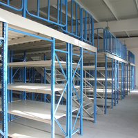 Plateforme de mezzanine en acier électrostatique robuste certifiée CE Deno, avec poutre en H et protection anti-collision, capacité de charge 500 kg/m² (1/2)