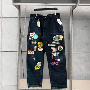 Hochwertige Baggy-Herren-Jeans aus Baumwoll-Denim im Used-Look mit Rissen, Acid-Waschung und Sonnenausbleichung, 3D-Stickerei-Patch-Logo im Y2K-Stil - Product Image 5