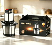 Hachoir à viande électrique automatique en acier inoxydable 8 L 6L, design carré, multi-vitesses, usage domestique et commercial, portable, 1600W, classe d'efficacité énergétique