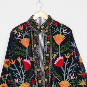 Premium <b>Women</b> <b>Velvet</b> Suzani <b>Jacket</b> Bohemian Floral Embroidered Handmade Boutique Designer Coat Custom Wholesale Manufacturer OEM - Product Image 6